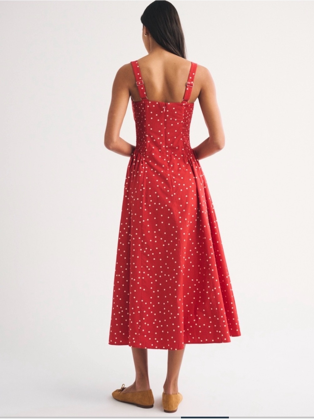 Abercrombie & Fitch Red Polka-Print Midi Dress - Picture 2 of 3